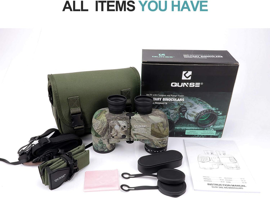 Camouflage 10X50 Waterproof Marine Binoculars with Rangefinder Compass H91628