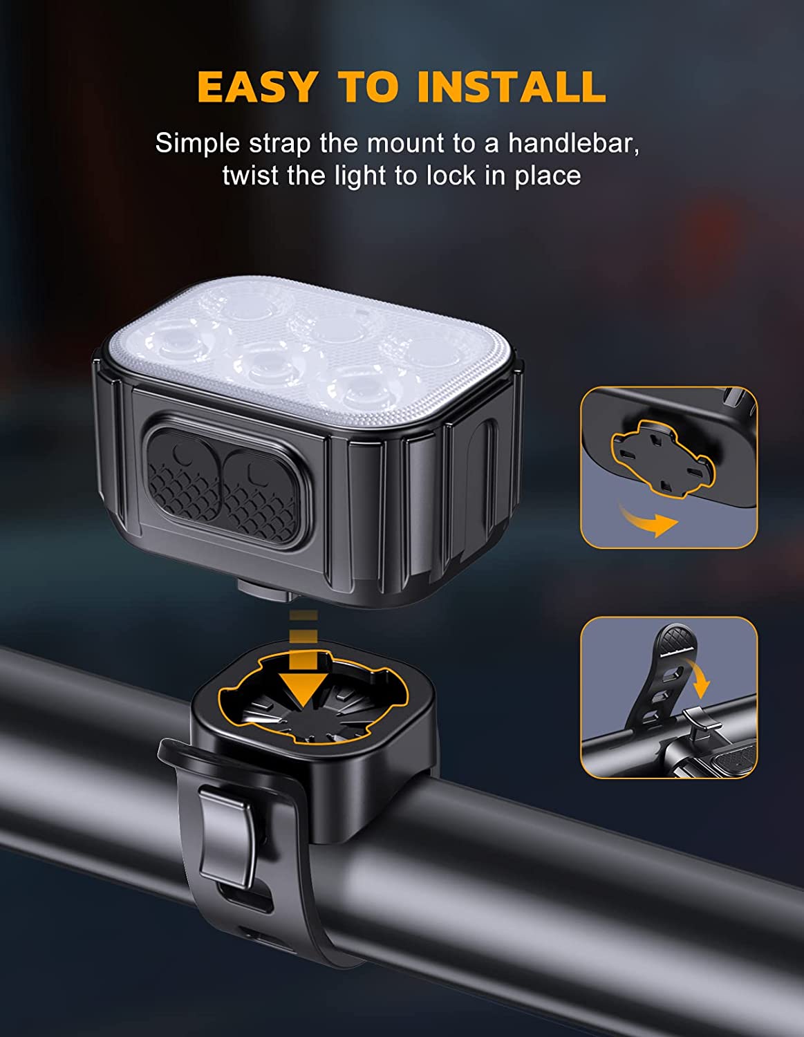 Rechargeable Bike Light Set with 6 Spot & Flood Beams, IP65 Waterproof F34187