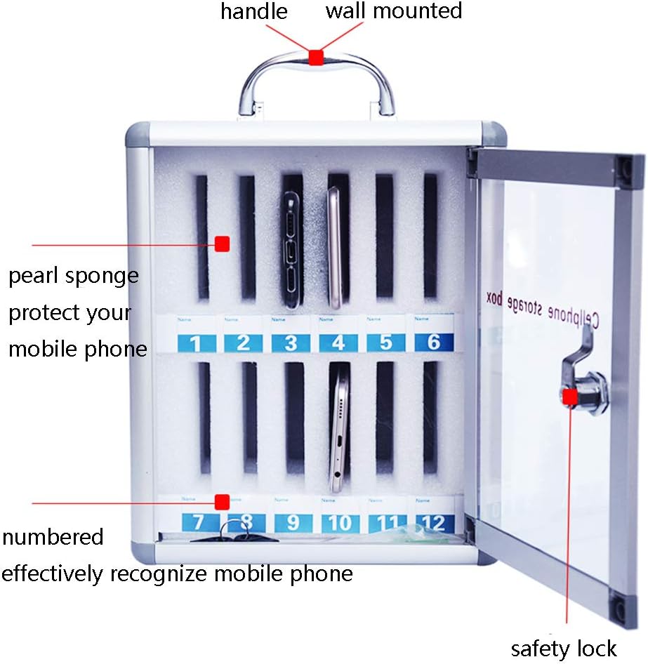 Aluminum Alloy Wall-Mounted Locked Cell Phones Storage Cabinet (36 Slots) I30503