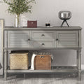 Modern Pine Console Table with 2 Drawer, 1 Cabinet, 1 Shelf, Greige S61101