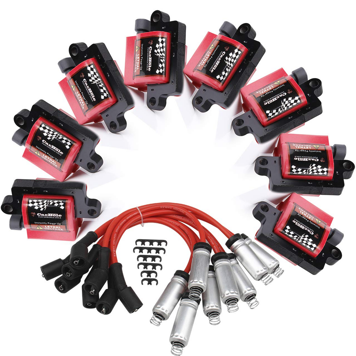 Set of 8 Ignition Coil Pack + 8 Pcs 8mm Spark Plug Wires C7130