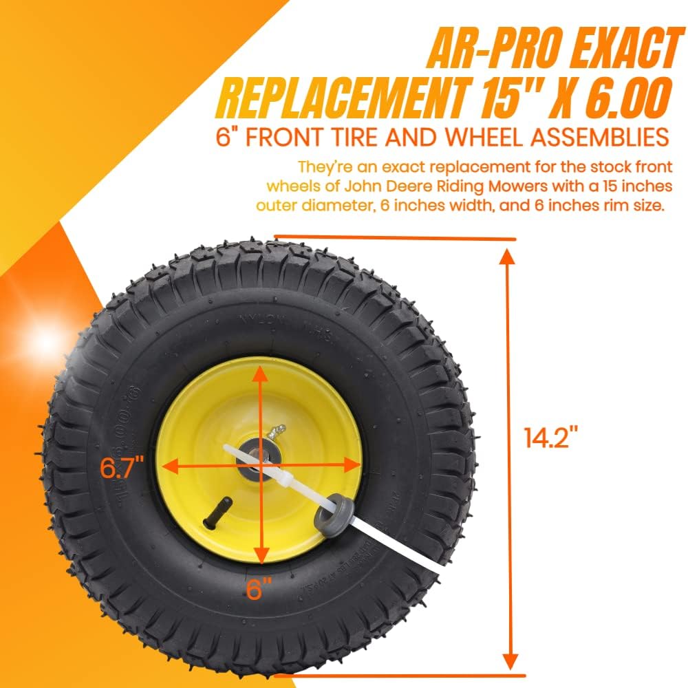 (2 Pack) 15" x 6.00-6" Front Tire and Wheel Assemblies Q900440