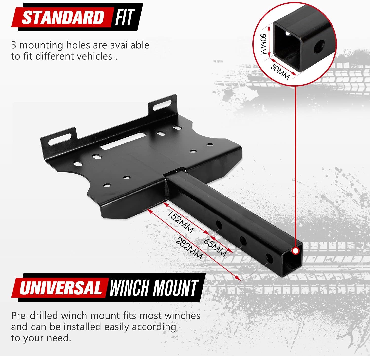 Winch Cradle Winch Mounting Plate Universal 2" Trailer Hitch Winch Mount Bracket Pack of 2 K593