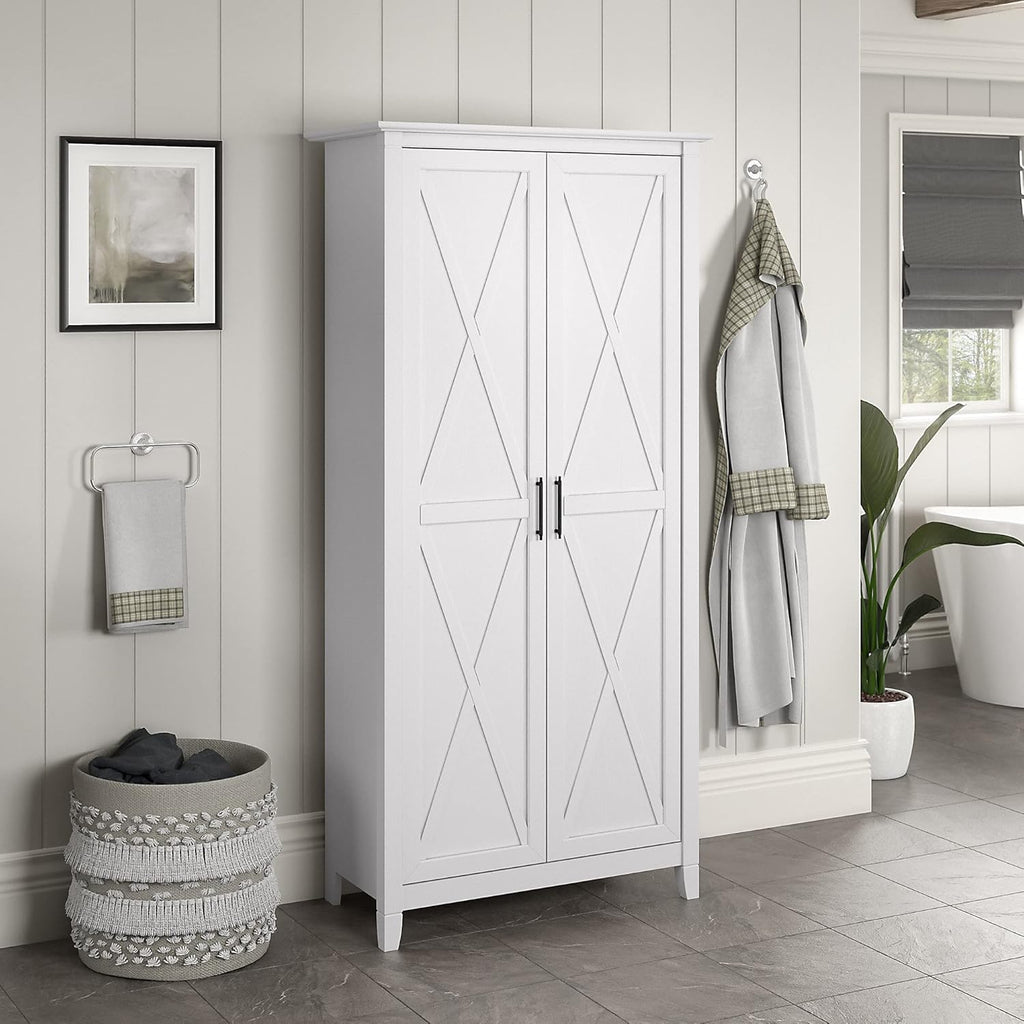 Pure White Oak Bathroom Storage Cabinet with Doors F133