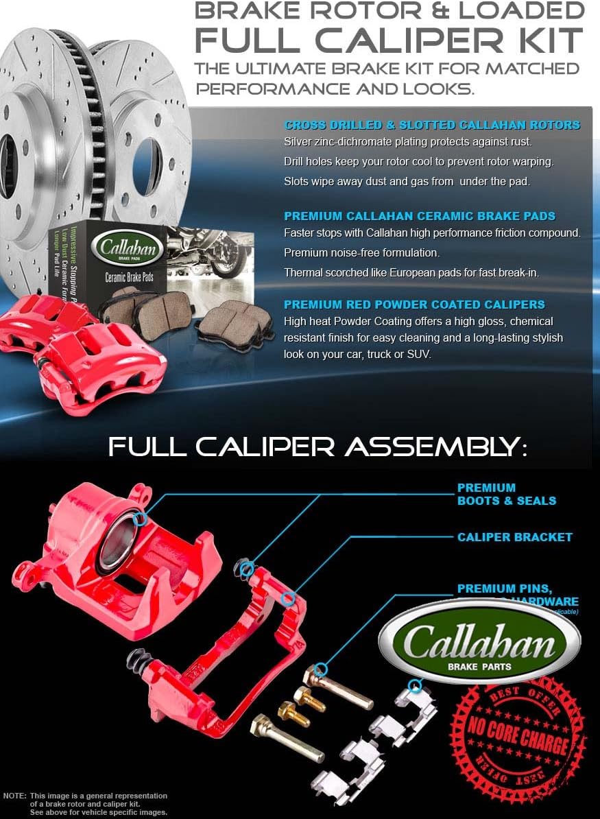 Red Powder Coated Calipers Rotors Ceramic Pads Performance Kit W333