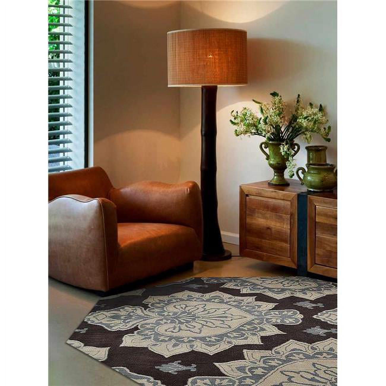 8 x 8 ft. Hand Tufted Wool Octagon Floral Area Rug B378900