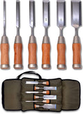6 Pcs Japanese Wood Chisel Set with Carrying Case B882