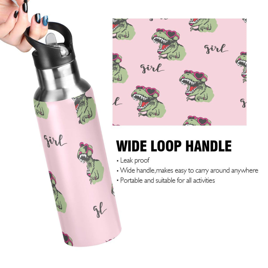Pink Stainless Steel Insulated Water Bottle with Straw Lid E18676