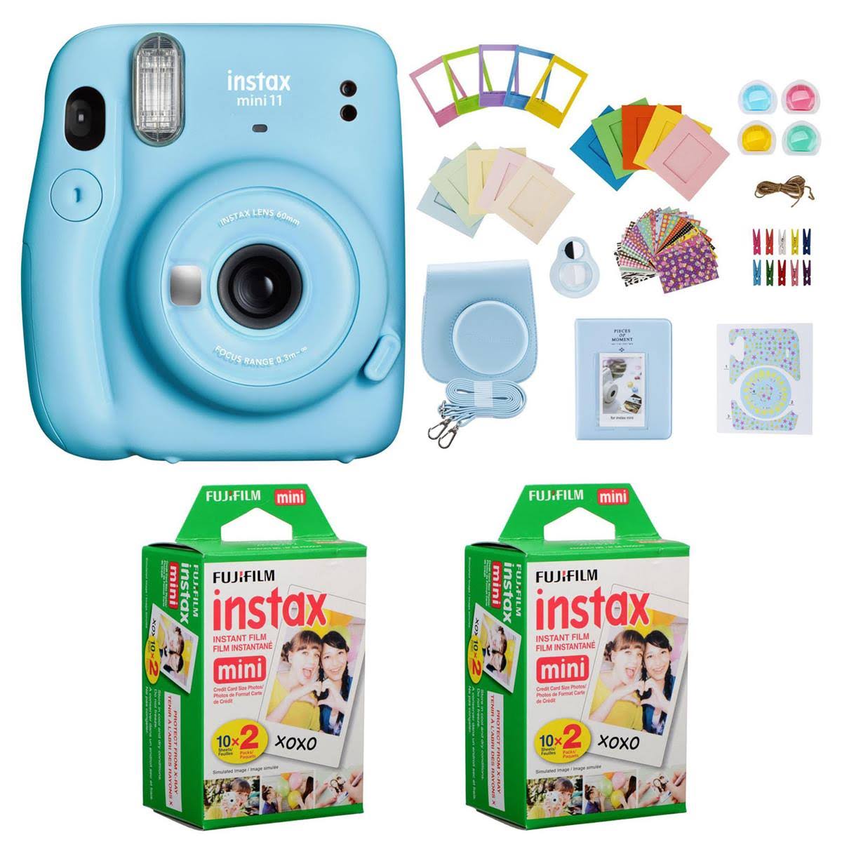 Sky Blue Instant Film Camera with Accessory Kit L814