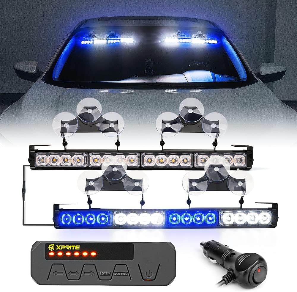 Amber LED Emergency Strobe Light Bar with Control Box, Pack of 2 Z487