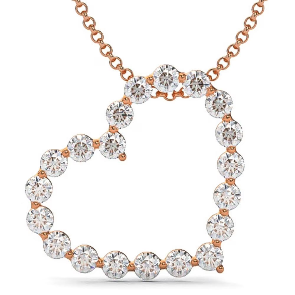 1 Ct Diamond Heart Pendant Necklace in White, Yellow, or Rose Gold O26907