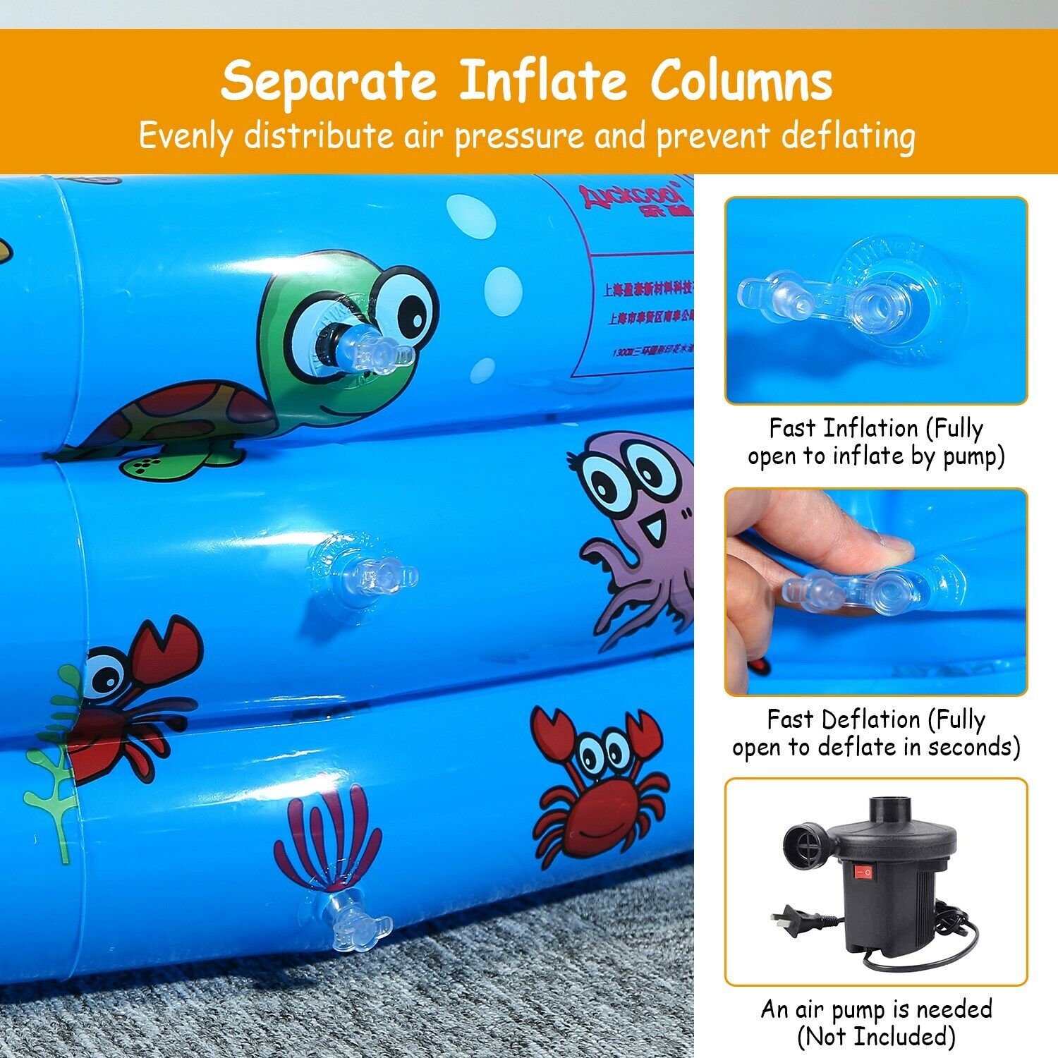 Inflatable Swimming Pool for 3 Kids 51" L349943