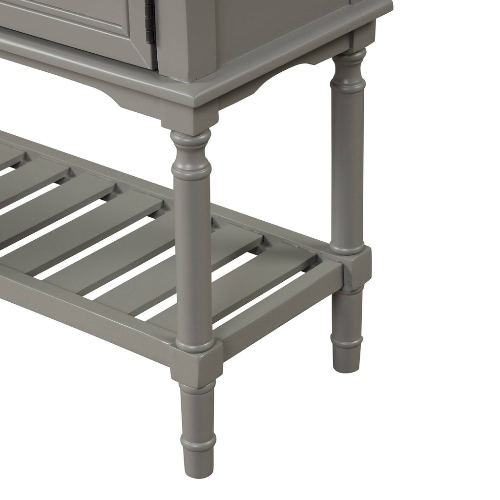 Modern Pine Console Table with 2 Drawer, 1 Cabinet, 1 Shelf, Greige S61101