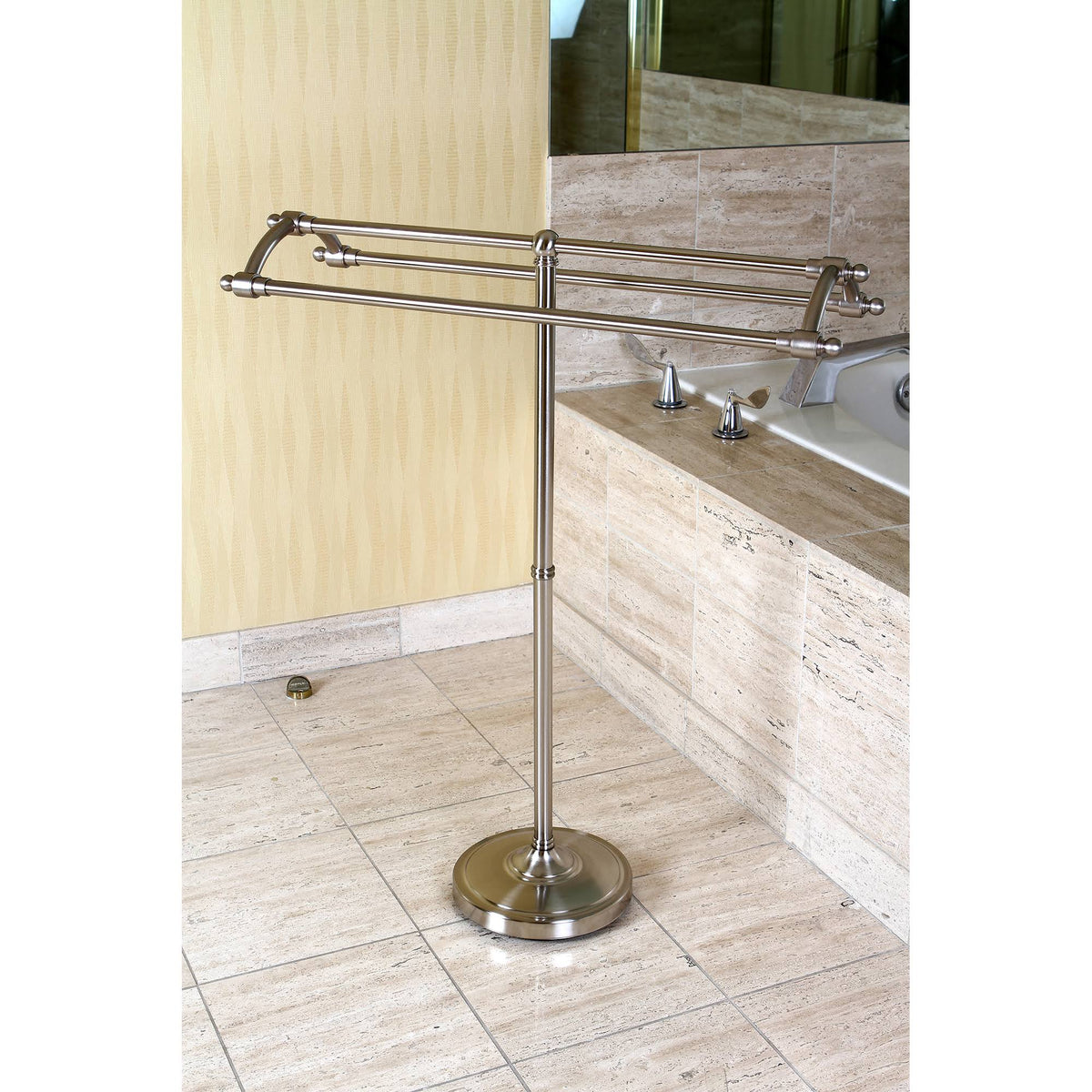 Satin Nickel Pedestal Towel Rack E17988