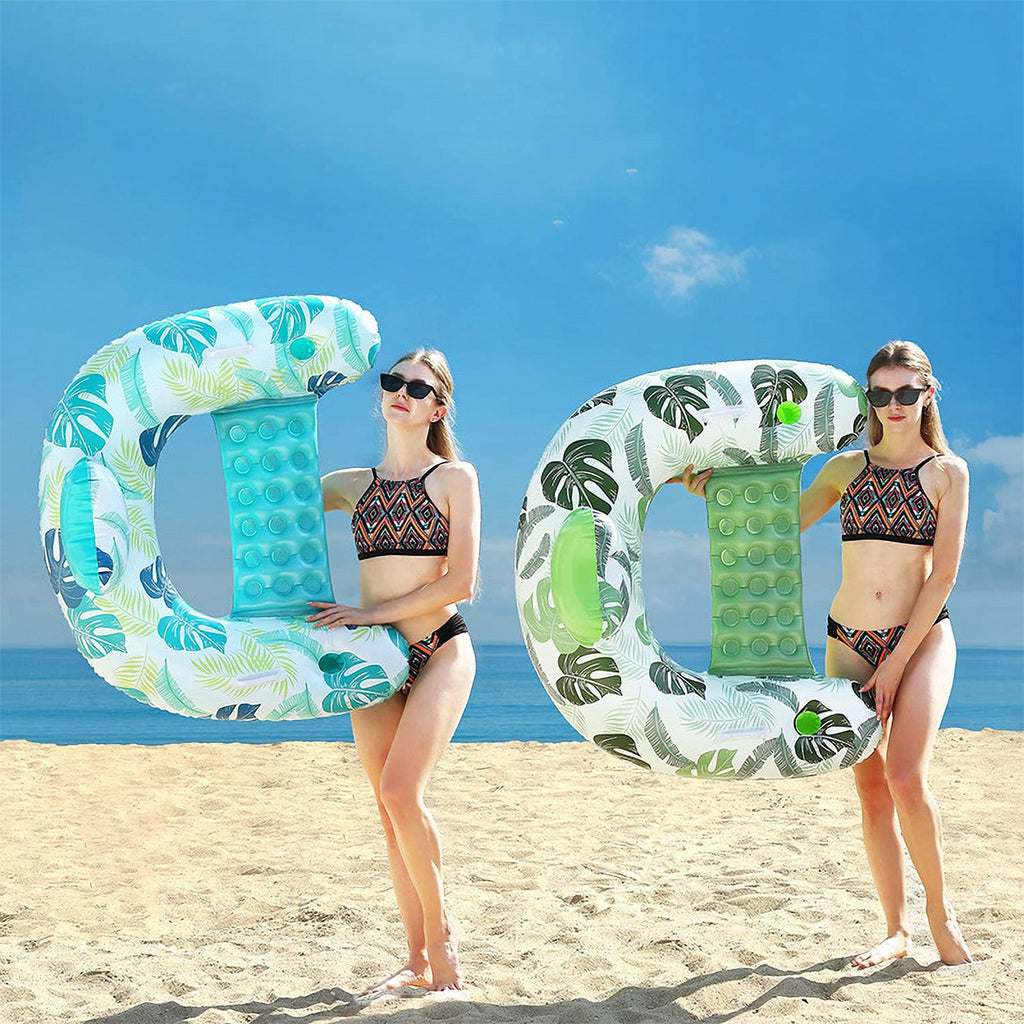 2 Pack Inflatable Pool Float Chair with Pump and Cup Holder L648528