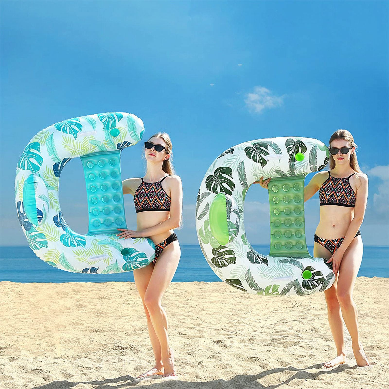 2 Pack Inflatable Pool Float Chair with Pump and Cup Holder L648528