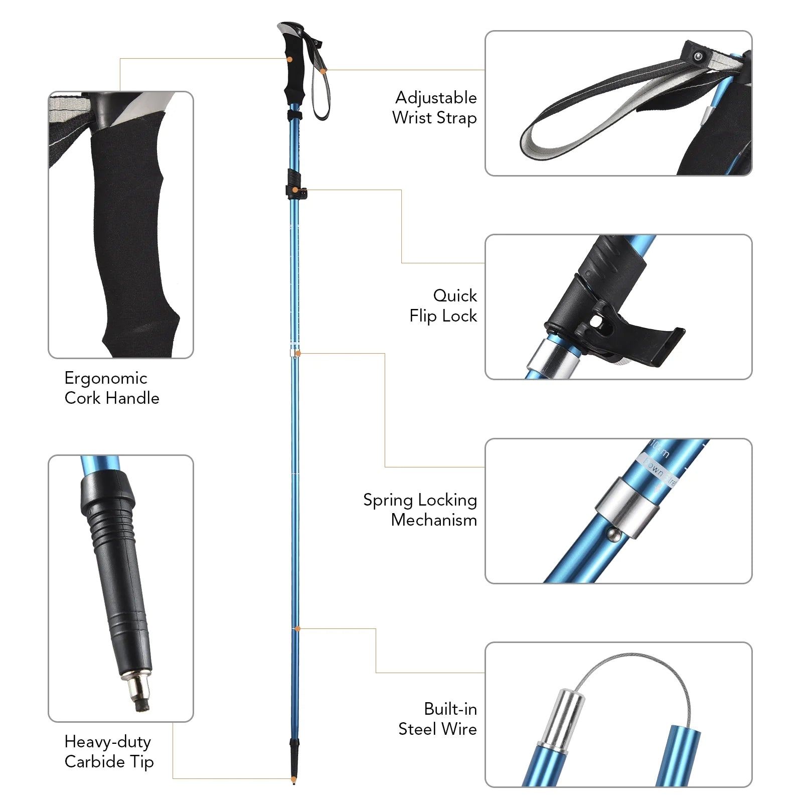 Blue Adjustable Trekking Pole J52587