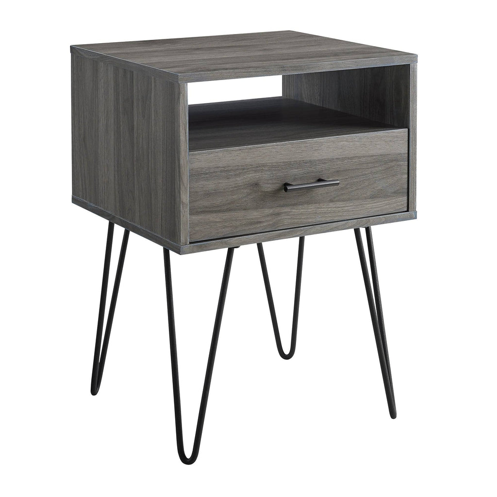 18-inch 1-Drawer Hairpin Side Table - Slate Grey Q517428