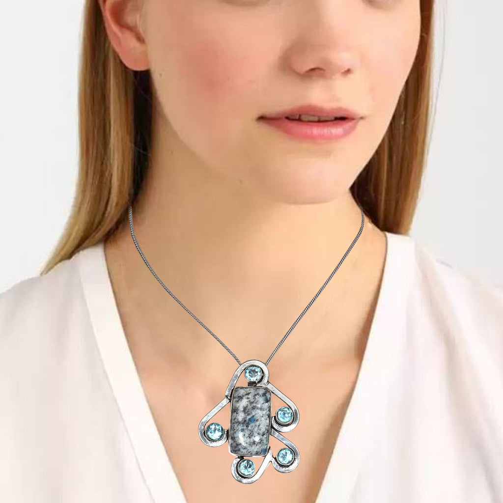 Handmade 925 Silver Jasper Gemstone Necklace L281