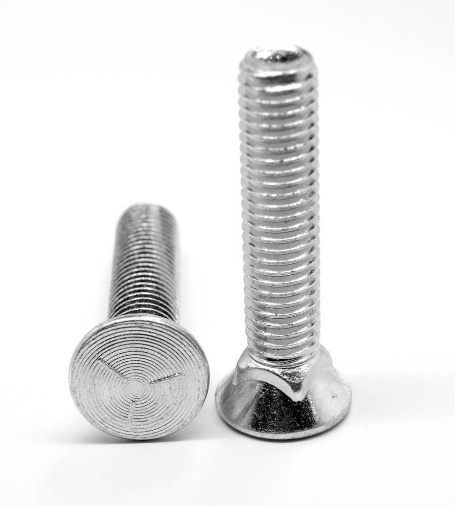 1/2x22-13 x 2x22 Coarse Thread Grade 5 Plow Bolt #3 Flat Head Medium Carbon Steel Zinc Plated Pk 175 C9014