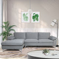 Light Gray Velvet L-Shaped Sectional Sofa with Metal Legs F63222