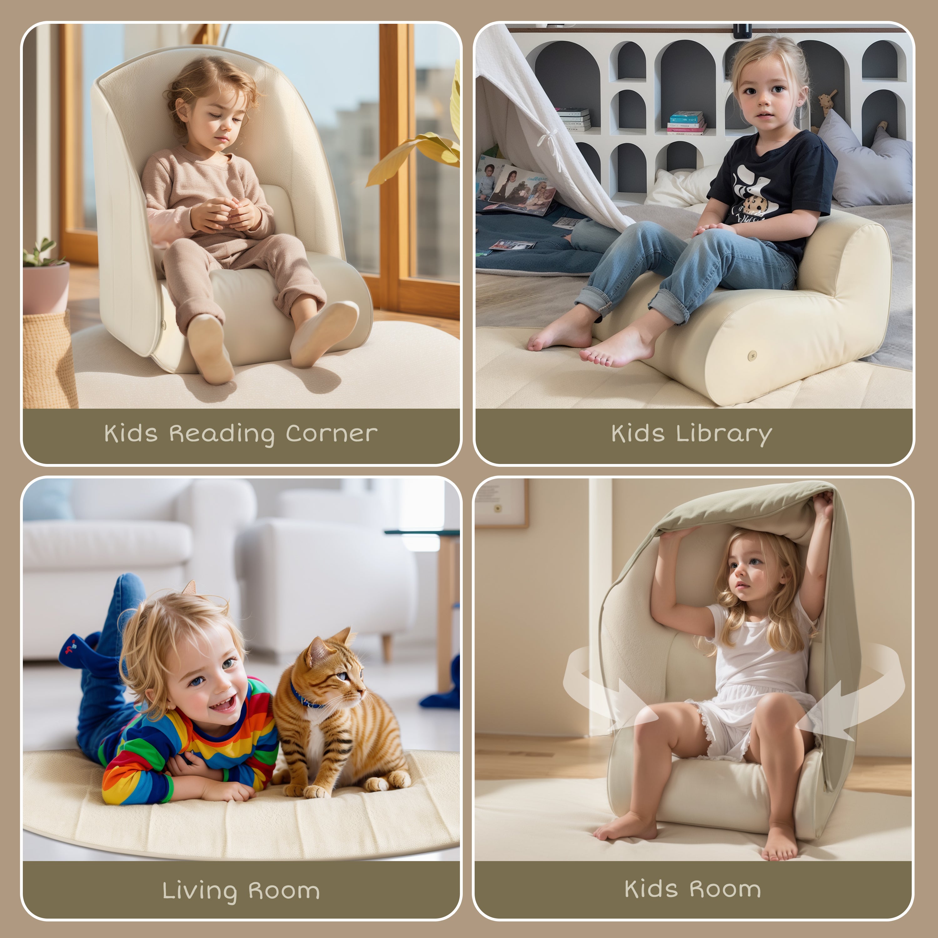 Creative Kids Floor Cushion Sofa Chair with Removable Blanket N8203
