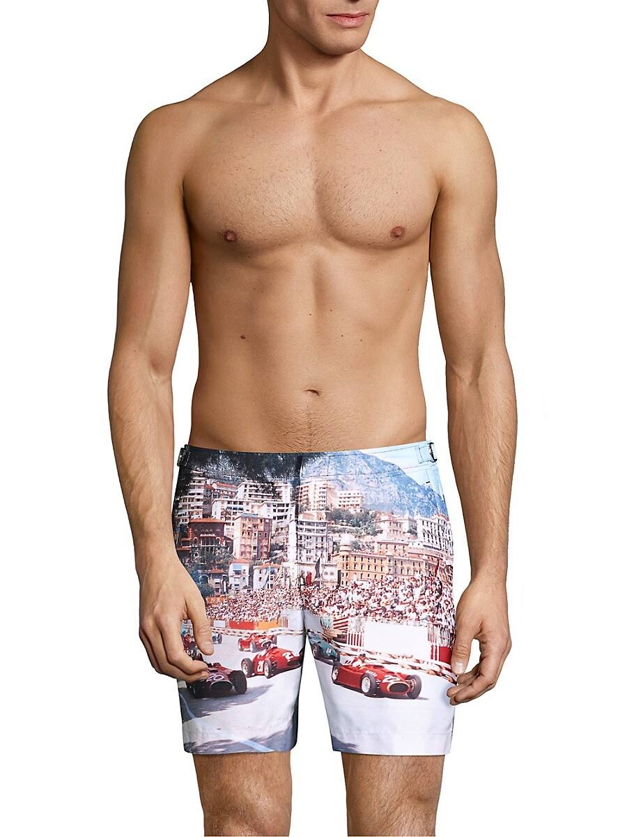 Blue Photographic Swim Trunks V486