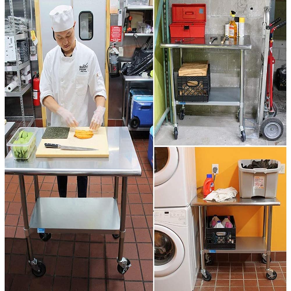18 x 48 Stainless Steel Work Table with Casters T143917