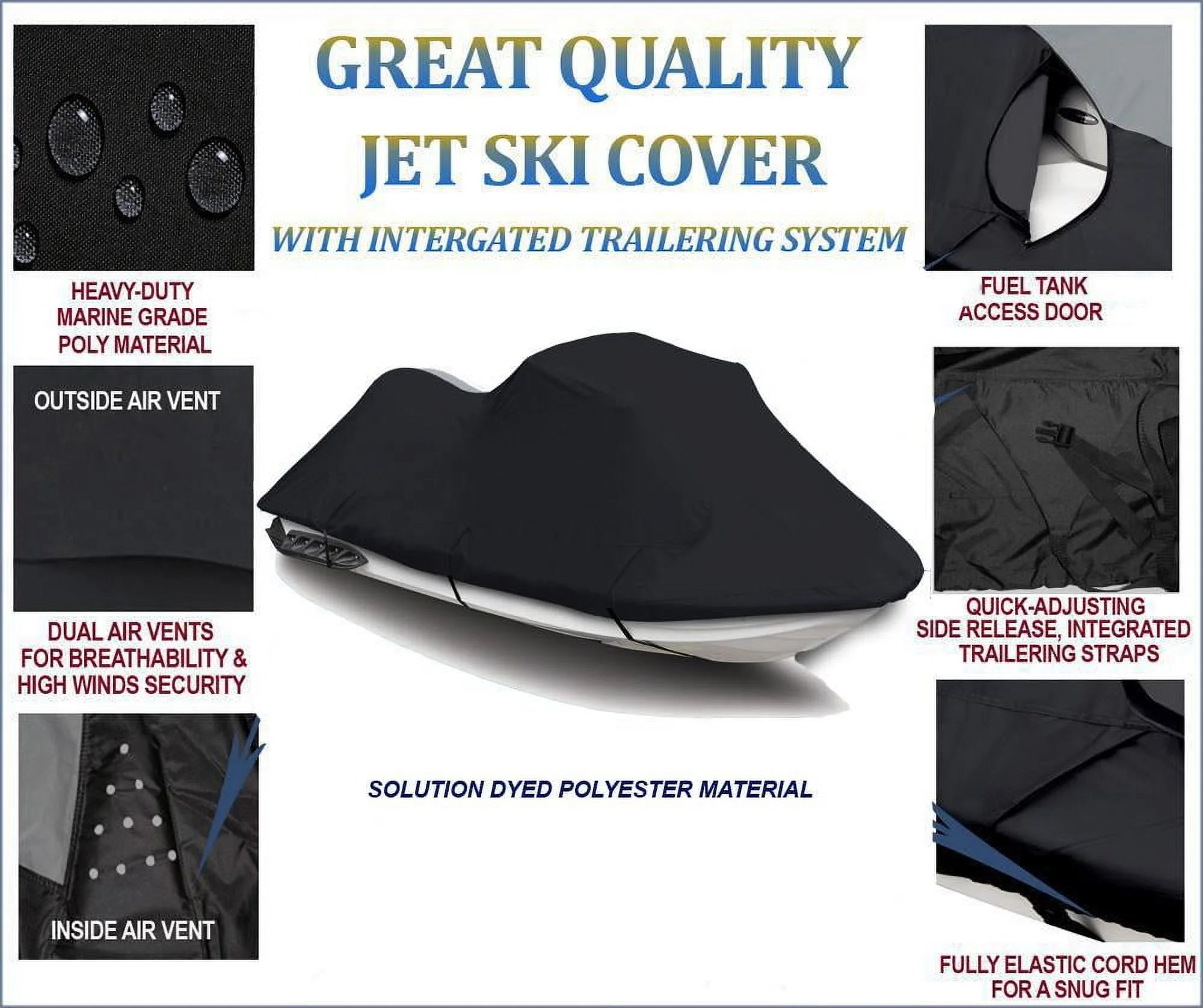 Black 600 Denier JetSki Cover L7414
