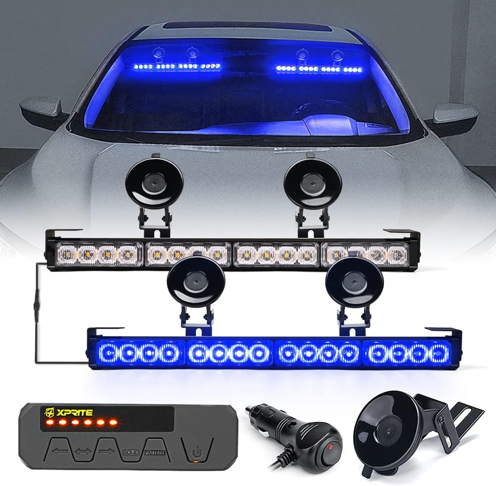 Amber LED Emergency Strobe Light Bar with Control Box, Pack of 2 Z487