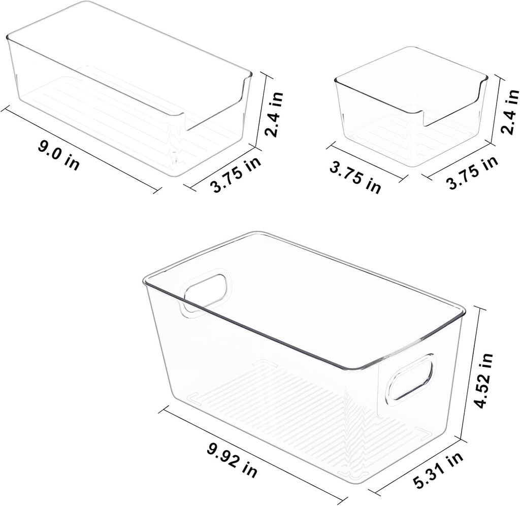 Clear Plastic Fridge Storage Bin with Lids, 9 PCS N655367