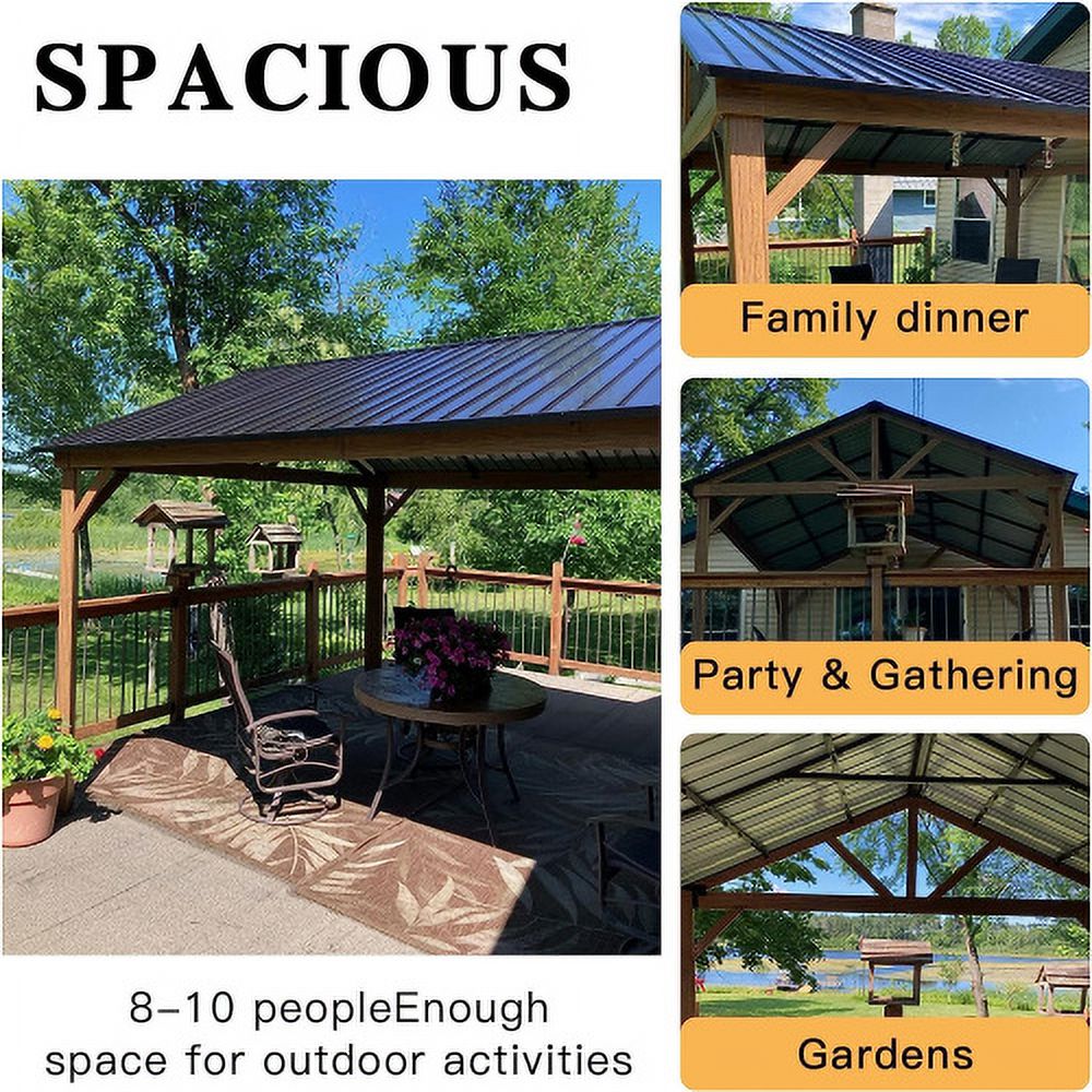 12'x14' Hardtop Aluminum Gazebo with Galvanized Steel Canopy O626