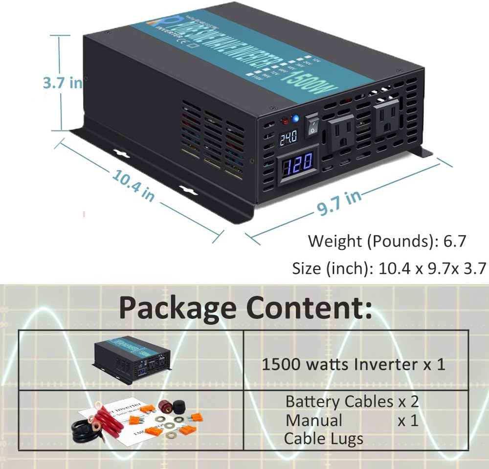 1500W 24V Pure Sine Wave Power Inverter W24769