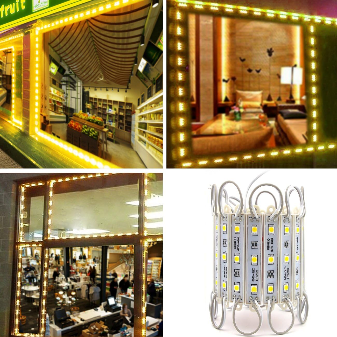 LED Storefront Lights, 80 Pieces Waterproof LED Light Module, 4 Set 5050 SMD LED Module (White Light) Pack of 2 R762