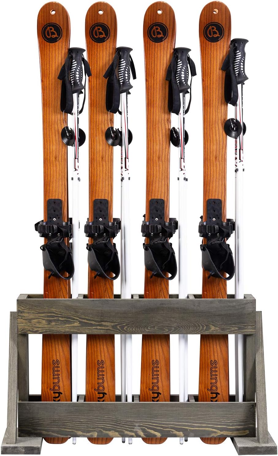 4-Slot Gray Wood Ski and Snowboard Storage Rack H3983