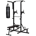 Power Tower with Bench and Punching Bag, Multi-Function Adjustable Dip Sit Up Workout Station Equipment S601