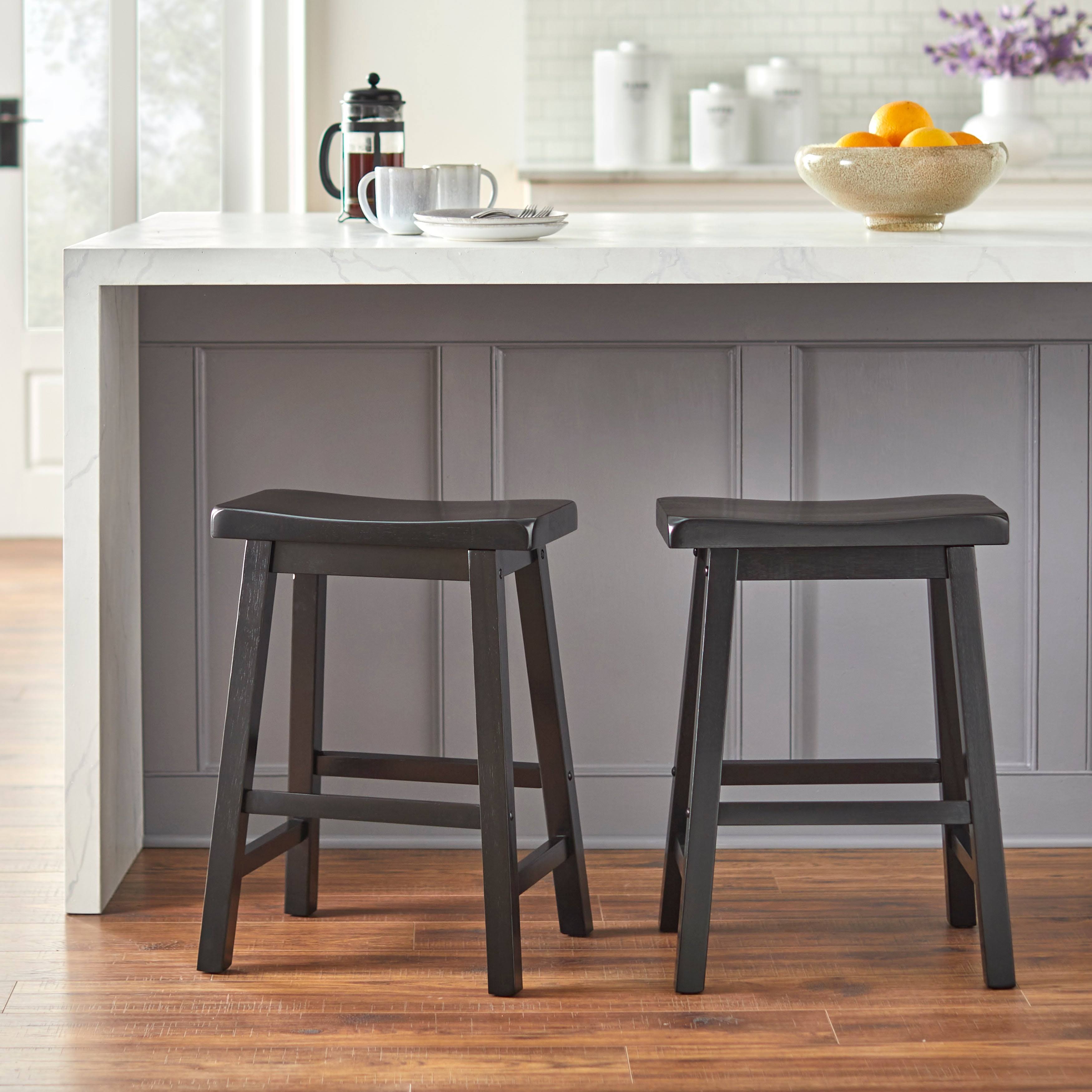Set of 2 Black Saddle Stools B57855