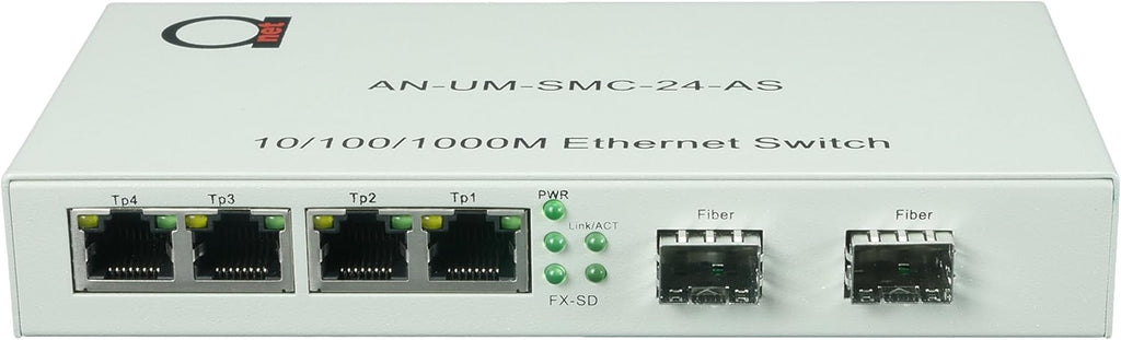 2 Pack Gigabit Ethernet Mini Switch with 2 Open SFP Slots and 4 UTP Copper Ports E6613