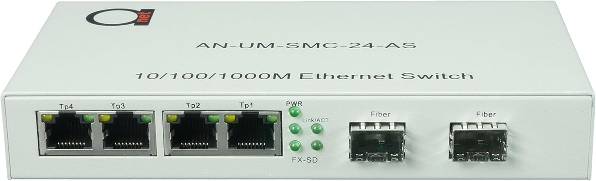 2 Pack Gigabit Ethernet Mini Switch with 2 Open SFP Slots and 4 UTP Copper Ports E6613