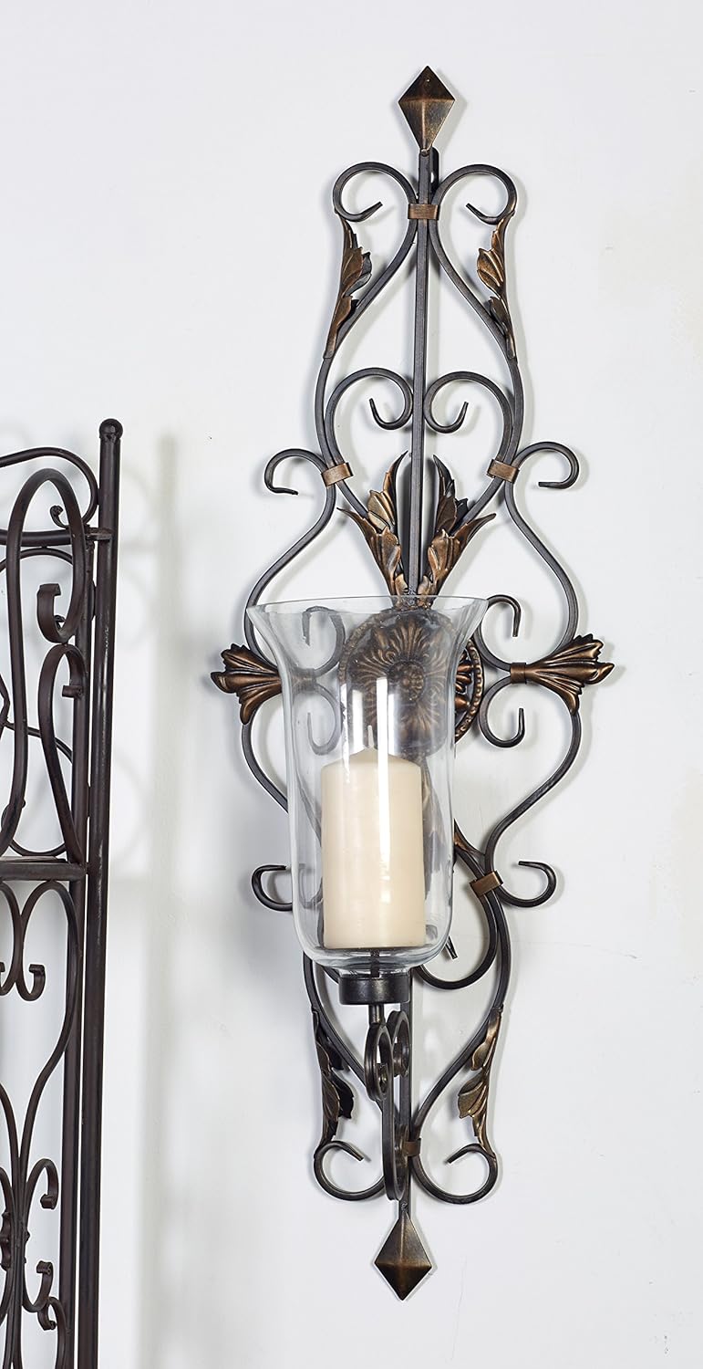 Metal & Glass Candle Sconce W765