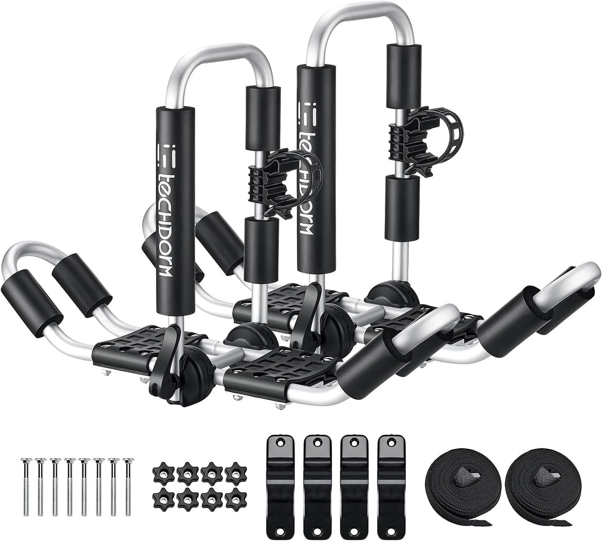 J-Style Folding Kayak Roof Rack with 2pcs Straps and Paddle Holders A5881