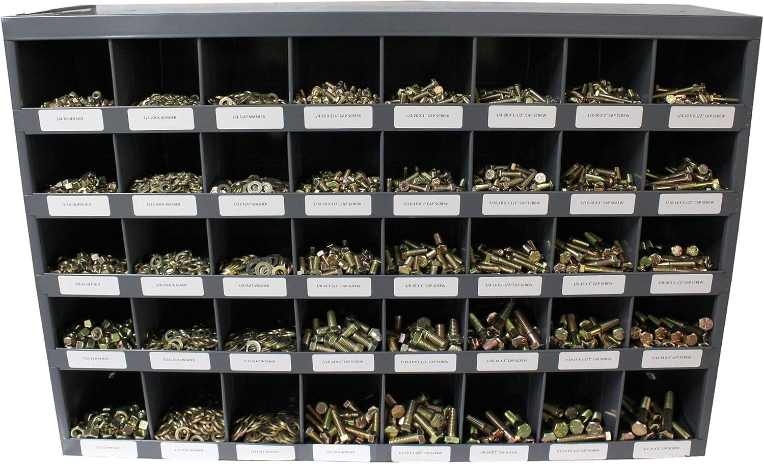 4500 Piece Grade 8 Coarse Thread Nut Locknut and Washer Assortment with 40 Hole Bin P6876