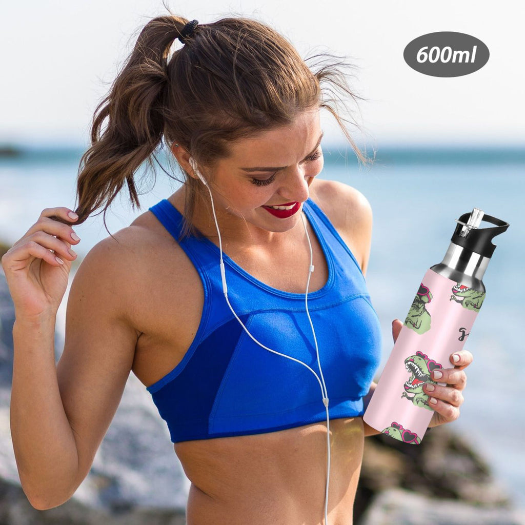 Pink Stainless Steel Insulated Water Bottle with Straw Lid E18676