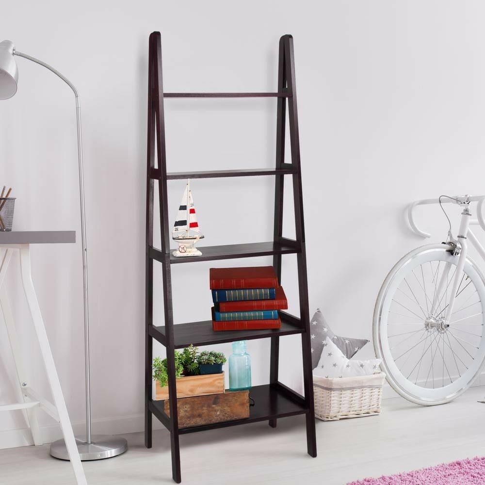 5 Shelf Ladder Bookcase Espresso E505640