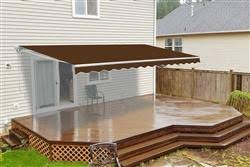Motorized Retractable Patio Awning 20x10 Feet, Gray and White Striped N3847