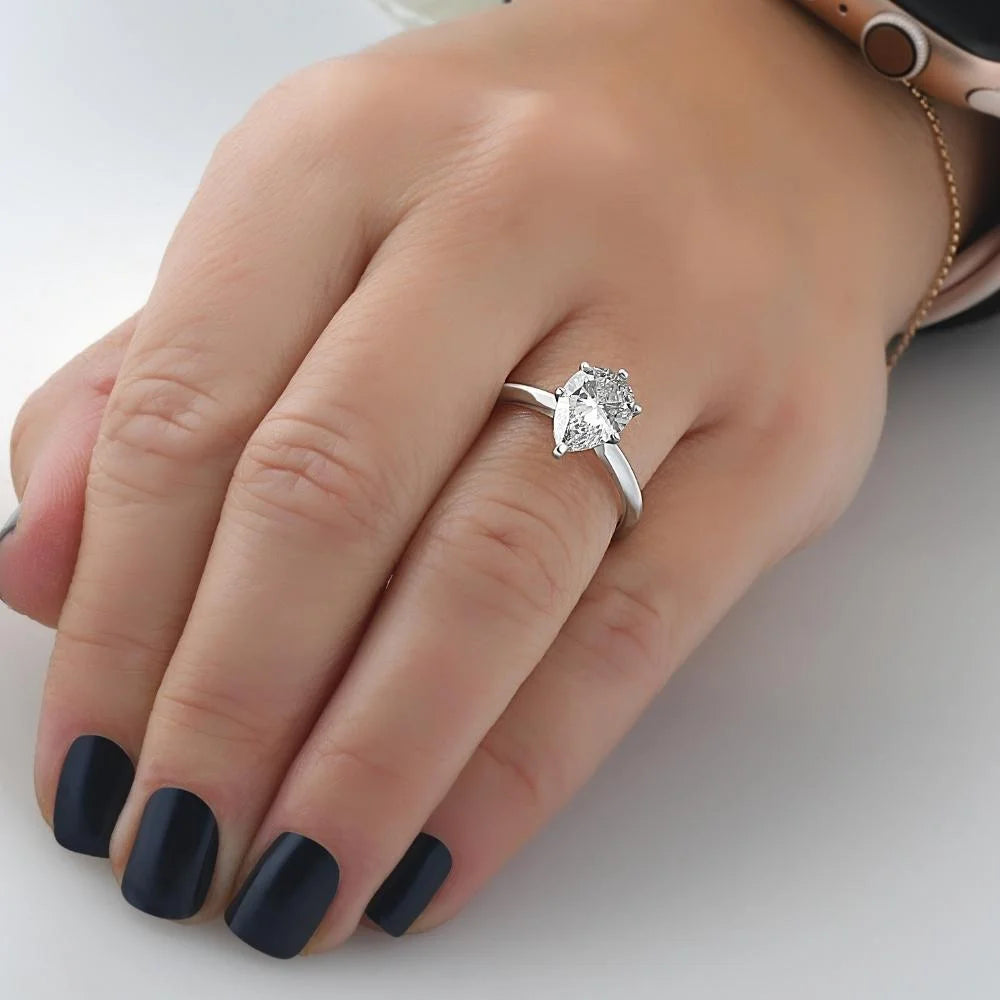 2Ct Pear Moissanite Solitaire Engagement Ring 14k Gold E785