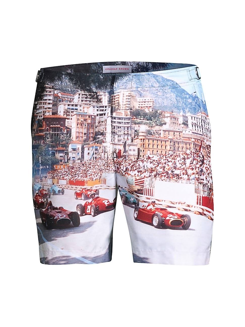 Blue Photographic Swim Trunks V486