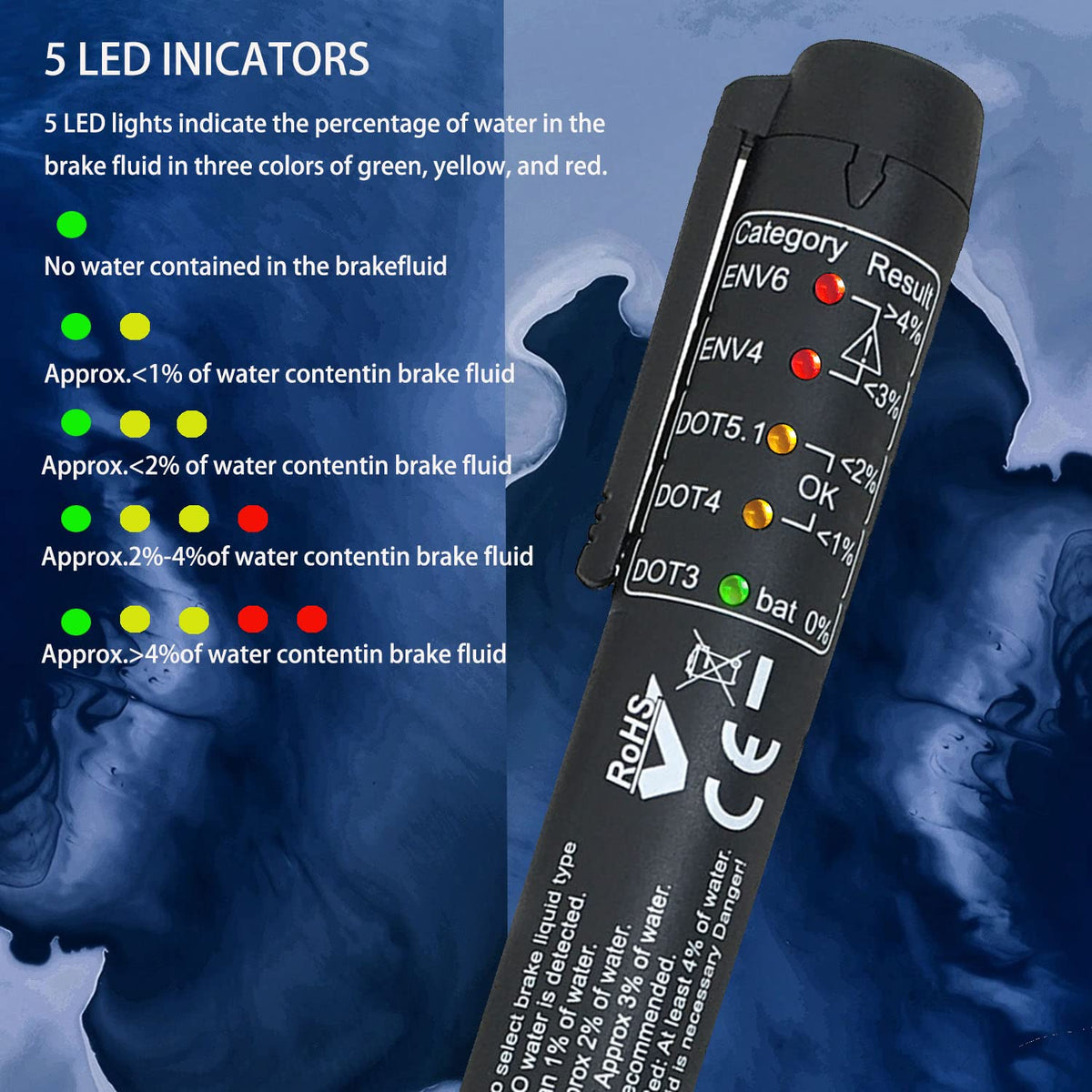 Brake Fluid Tester Pen with 5 LED Indicators C188855