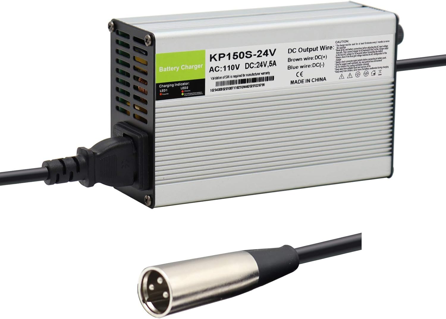 24V 5A Battery Charger with 3-Pin XLR Connector, Pack of 2 L195419