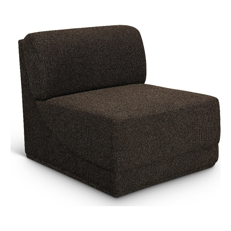 Brown Boucle Fabric Armless Chair H7094